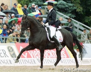 Anne van Olst on Negro at the 2001 World Young Horse Championships :: Photo © Dirk Caremans