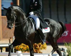 Coby van Baalen and Ferro at the 2002 World Equestrian Games :: Photo © Mary Phelps