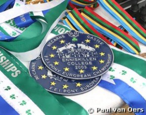 The medals and sashes at the 2003 European Pony Championships in Ireland :: Photo © Paul van Oers