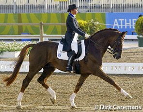 Gerda Lehmann and Heslegards Louis at the 2004 Olympic Games in Athens :: Photo © Dirk Caremans