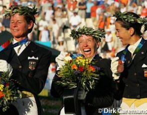 Anky van Grunsven is ecstatic with her second consecutive Olympic gold medal