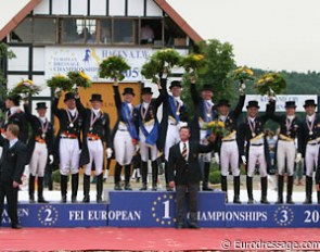 The podium for the nations' cup: The Netherlands (silver), Germany (gold), Spain (bronze)
