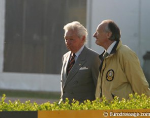 Georg Theodorescu and Dominique d'Esme's husband Christian take a stroll in the morning sun.