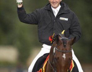 Reserve Champions at the 2005 World Young Horse Championships and now British Medium Open Champions: Damian Hallam and Spirit Freedom.