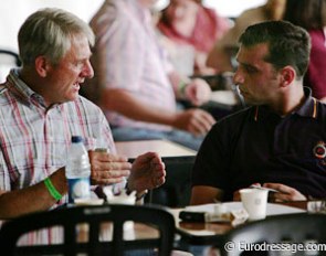 Spanish team trainer Jan Bemelmans talking to Enrique Cruces Fernandez