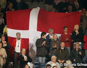 Danish fans celebrate their shooting star Andreas Helgstrand