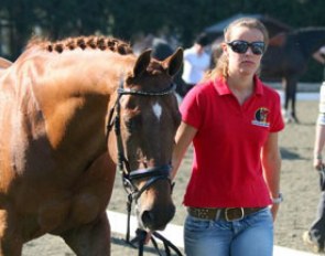 Anouck Hoet and Powerdance at the vet inspection
