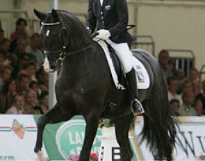 Helen Langehanenberg and Silberaster in the finals of the 5-year old World Young Horse Championship of 2008