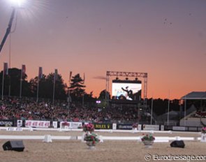 The big arena at dusk