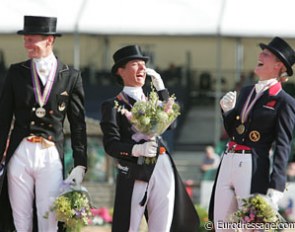 Gal, Cornelissen and Bechtolsheimer are having the time of their life on the podium