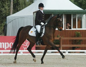 Only one FEI pony rider, but competing two ponies. Alexandra Barbancon here aboard her sister Morgan's former European Championship pony Discus.