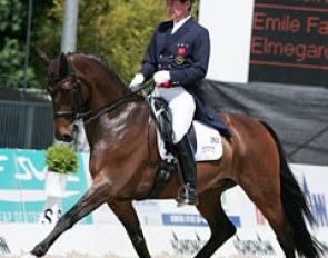 British Emile Faurie aboard Estonian Joanne Vaughan's Danish warmblood Elmegardens Marquis (by Michellino). The gelding was previously ridden by Danish chef d'equipe Kimi Gerd Nielsen