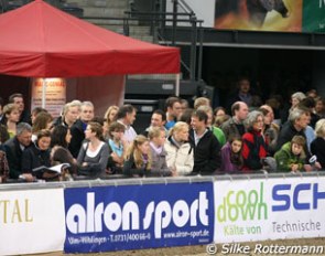 The crowds are packed near the warm up ring at the 2010 CDI Stuttgart :: Photo © Silke Rottermann
