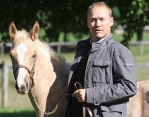 Thomas Bach Jensen with his palomino KWPN registered colt Fantastic Times (by Goodtimes x Michellino)