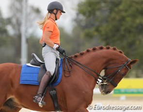 Adelinde Cornelissen always wears a helmet when she's riding Parzival :: Photo © Astrid Appels