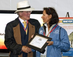 Dr. Pearse Lyons, President of Alltech, presents the Alltech A+ Awards to winning journalists to honor creativity, passion, and excellence in equine journalism. Awarded during the 2010 Alltech FEI World Equestrian Games in Lexington, KY.