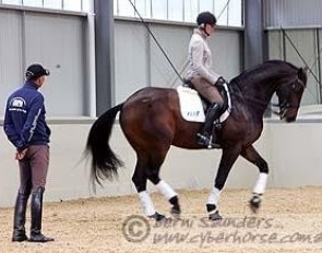Steffen Peters coaching Mary Hanna on Rambo :: Photo © Berni Saunders