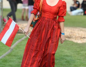 Austrian Katharina Wünschek in traditional outfit at the opening ceremony