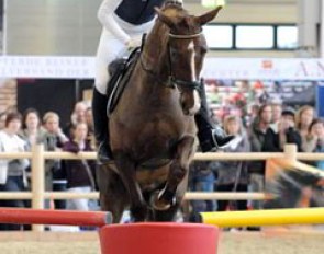 Young eventer Eva Böckmann did a clinic with Martin Plewa on "The importance trust when training an eventer", which resulted in this premiere, where the two of them jumped over an overstuffed chair