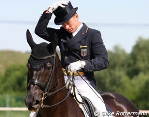 Eventing world champion Michael Jung getting ready for his Grand Prix ride on Roche