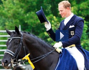 Matthias Rath and Totilas in the Munich Grand Prix prize giving ceremony :: Photo © NDR