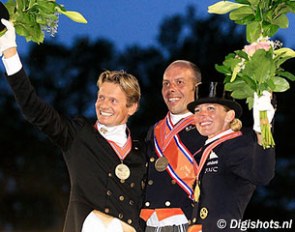 Edward Gal, Hans Peter Minderhoud and Marlies van Baalen at the 2011 Dutch Dressage Championships :: Photo © Leanjo de Koster