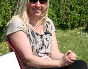 Fiona Bigwood watching her partner Anders ride