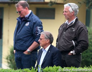 Belgian chef d'equipe Jeroen van Lent, Belgium's technical advisor Volker Moritz and trainer Ton de Ridder