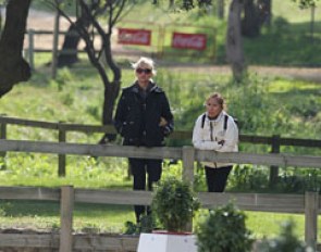 American PRE fans Kim Boyer and Lilo Zilo watching the young riders' classes at arena 1