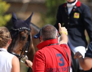 Phoebe Peters' dad Andrew gives his daughter a thumb's up before the team test