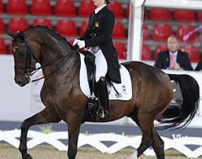 Spanish Under 25 rider Alexandra Barbaçon Mestre on Don Lorean in the Intermediaire II held during the 2013 European Championships :: Photo © Astrid Appels