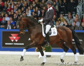 Diederik van Silfhout and Cover Story at the 2013 KWPN Stallion Licensing in 's Hertogenbosch :: Photo © Dirk Caremans