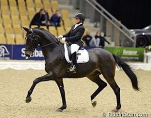 Bettina Laisbo and South West Rocazino at the 2013 Danish Young Horse Championships :: Photo © Ridehesten