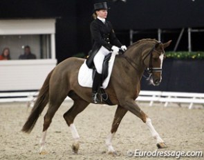 Russian Under 25 rider Elizaveta Orekhova on Golden Choice in the Intermediaire II at the 2013 CDI Roosendaal Indoor :: Photo © Astrid Appels