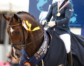 Eva Moller and Sa Coeur win the 6-year old Finals at the 2013 World Young Horse Championships :: Photo © Astrid Appels