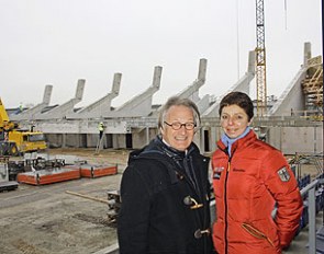 Frank Kemperman and Monica Theodorescu at the Deutsche Bank Stadium in Aachen, which is under construction