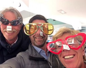 All work and no play... Judges Thomas Lang, Hans Christian Matthiesen and Francis Verbeek at the 2014 CDI Barcelona