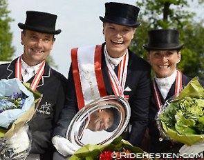 The podium at the 2014 Danish Championships: Lars Petersen, Lone Bang Larsen, Mikala Gundersen :: Photo © Ridehesten.com