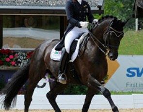 Dorothee Schneider with St. Emilion at his Grand Prix debut at the 2014 CDI Fritzens :: Photo © Selene Scarsi