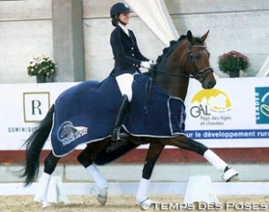 Amandine Prevost and Quaterdance win the 4-year old division at the 2014 Belgian Young Horse Championships in Gesves :: Photo © Temps des Poses
