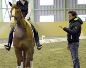 Koschel instructing a Japanese small tour rider