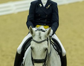 Janne Rumbough and Junior at the 2014 U.S. Dressage Finals :: Photo © Sue Stickle
