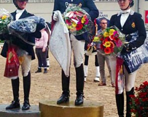 The podium of the Cup of Belgium for 5-year olds: Dominique Mohimont, Tom Heylen, Cindy Schuurmans