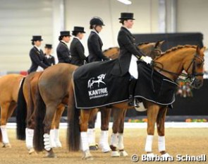 The line-up at the prize giving ceremony for the Young Riders Team Test at the 2014 CDN Munster :: Photo © Barbara Schnell