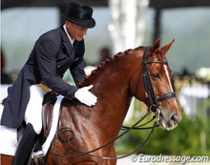 Tom Dvorak gives Viva's Salieri a pat after finishing their Grand Prix ride at the 2014 Palm Beach Dressage Derby :: Photo © Astrid Appels