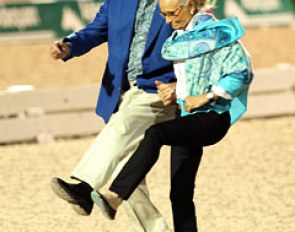 Palm Beach Derby founders Howald Pferdekämper and Janne Rumbough leaving the arena in Spanish walk