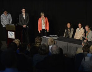 The freestyle panel discussion at the 2014 GDF with Joost Peters, Tom Hunt, Katrina Wust, Beatriz Ferrer-Salat, Charlotte Dujardin, and Nathalie zu Sayn-Wittgenstein