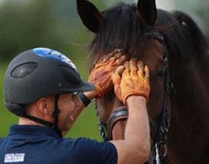 Steffe gives Legolas a nice rub after their ride