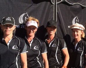 The New Zealand foursome (Wendi Williamson, Tracy Smith, Julie Brougham, Penny Castle) that competed at the 2014 Australian Dressage Championships CDI-W in Sydney 