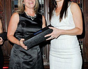Victoria Winter received her award on 6 November 2014 at the Royal Canadian Evening held at the prestigious castle, Casa Loma, in Toronto, from Equine Canada CEO Eva Havaris 